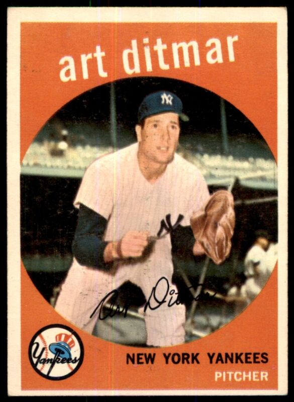 1959 TOPPS ART DITMAR 374 EX BASEBALL NEW YORK YANKEES