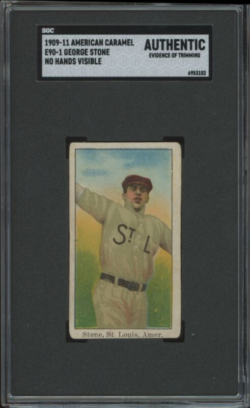 1909 E90-1 GEORGE STONE VG NO HANDS AMERICAN CARAMEL SGC A ST. LOUIS BROWNS