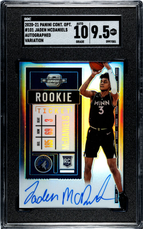 2020 PANINI CONTENDERS OPTIC JADEN MCDANIELS 101b MINT+ RC AUTOGRAPH VAR SGC 9.5