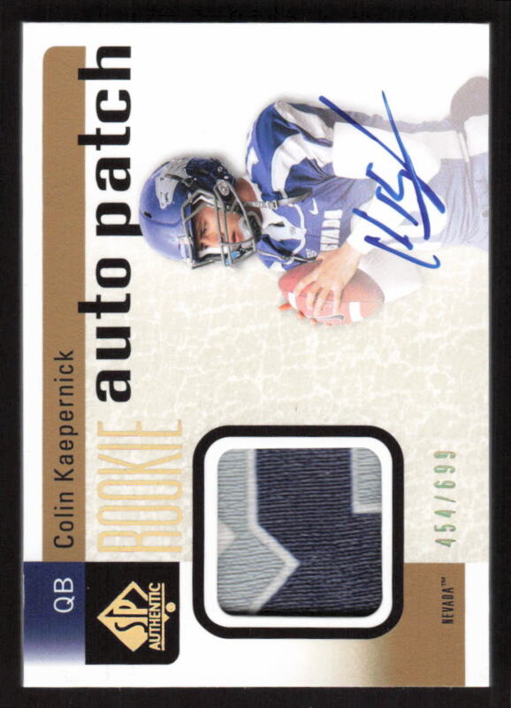 2011 SP AUTHENTIC COLIN KAEPERNICK 233 PATCH RC AUTO RPA 3 COLOR /699 NEVADA
