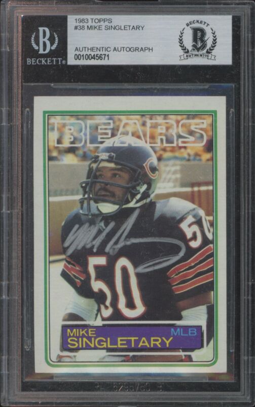 1983 TOPPS MIKE SINGLETARY 38 NRMT RC AUTOGRAPH BGS AUTHENTIC CHICAGO BEARS