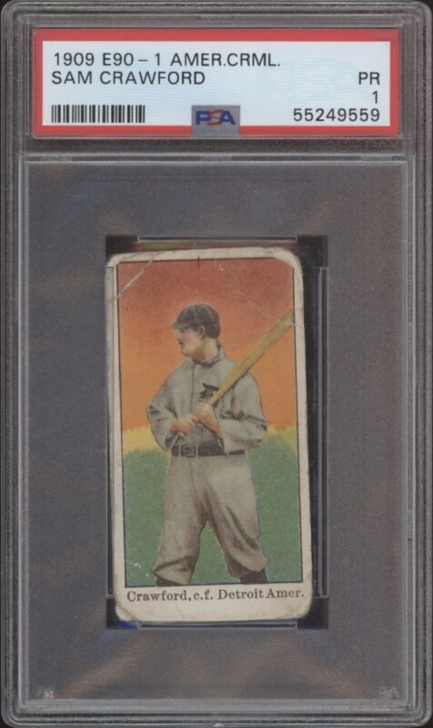 1909 E90-1 SAM CRAWFORD NNO POOR AMERICAN CARAMEL PSA 1 BASEBALL DETROIT TIGERS