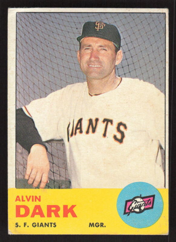 1963 TOPPS ALVIN DARK 258 POOR MGR BASEBALL SAN FRANCISCO GIANTS