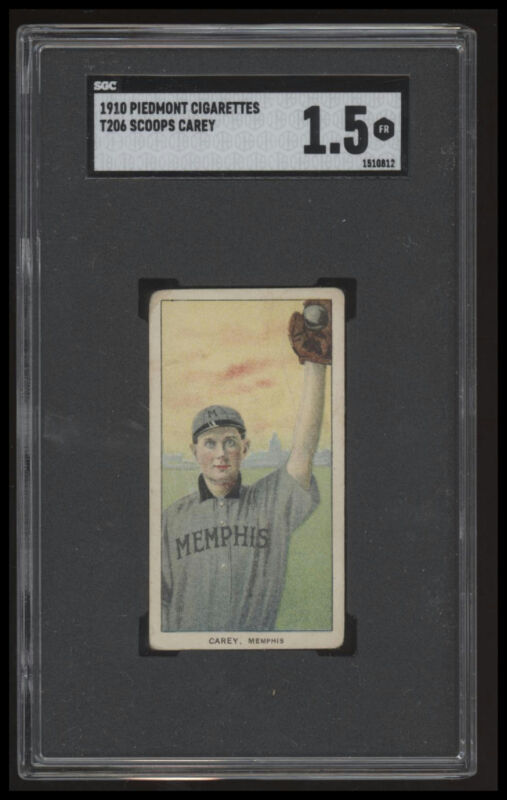 1909 T206 SCOOPS CAREY FAIR PIEDMONT 350 SL SGC 1.5 BASEBALL MEMPHIS TURTLES