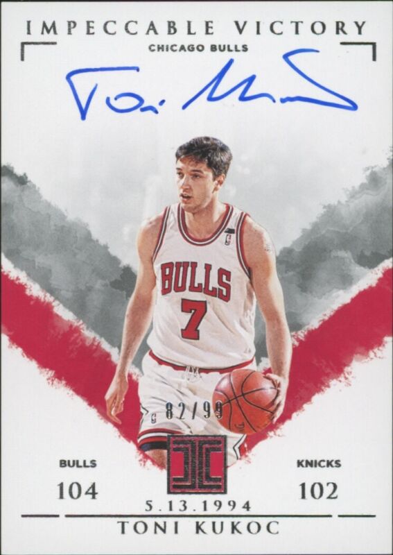 2019 PANINI IMPECCABLE TONI KUKOC IV-TKC AUTOGRAPH VICTORY 82/99 CHICAGO BULLS