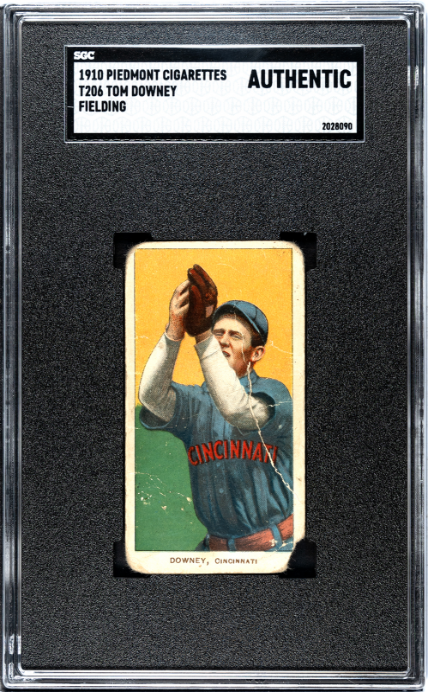 1909 T206 TOM DOWNEY NNO POOR PIEDMONT 350 FIELDING SGC A CINCINNATI REDS