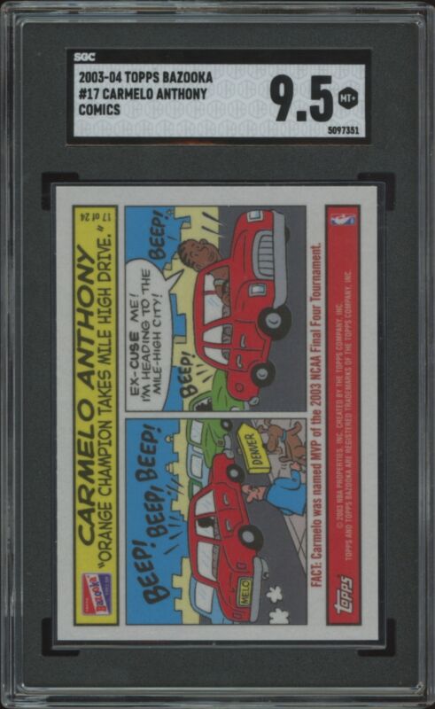 2003 BAZOOKA CARMELO ANTHONY 17 MINT+ COMICS RC SGC 9.5 BASKETBALL NUGGETS