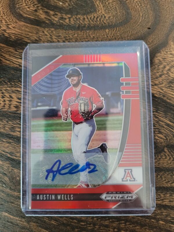 2020 PANINI AUSTIN WELLS DRAFT RED AUTOGRAPH /50 BASEBALL CARD New York Yankees