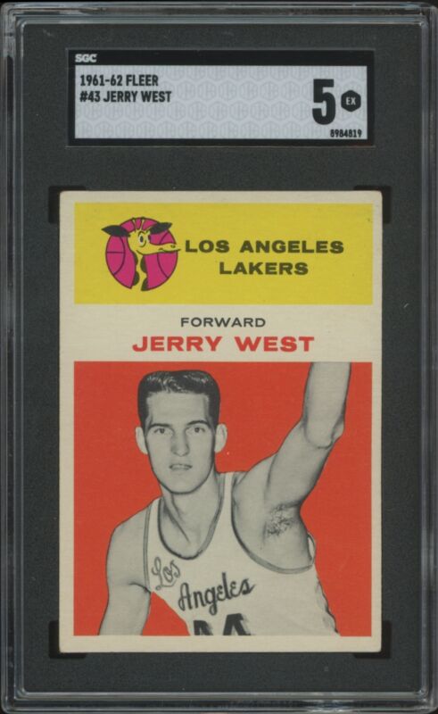 1961 FLEER JERRY WEST 43 EX HOF RC DEAD CENTERED SGC 5 LOS ANGELES LAKERS