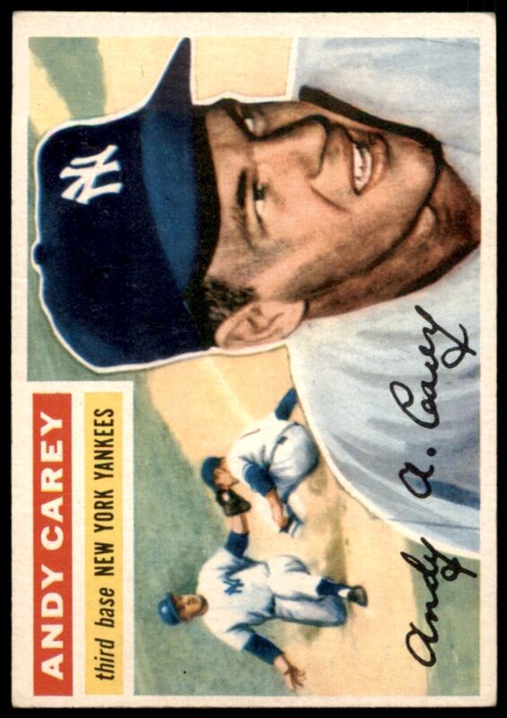 1956 TOPPS ANDY CAREY 12 EX WHITE BACK BASEBALL NEW YORK YANKEES
