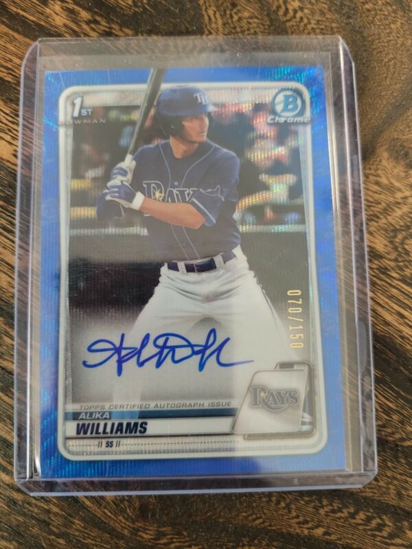 2020 BOWMAN CHROME ALIKA WILLIAMS BLUE REFRACTOR AUTOGRAPH /150 BASEBALL Rays