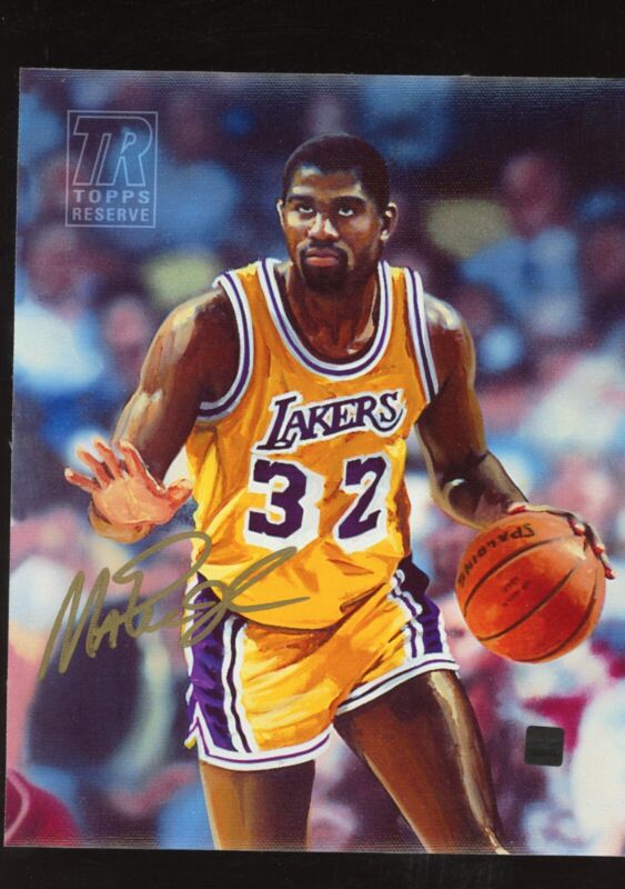 MAGIC JOHNSON SIGNED 8X10 PHOTO TOPPS RESERVE CERTIFIED AUTOGRAPH AUTO CANVAS