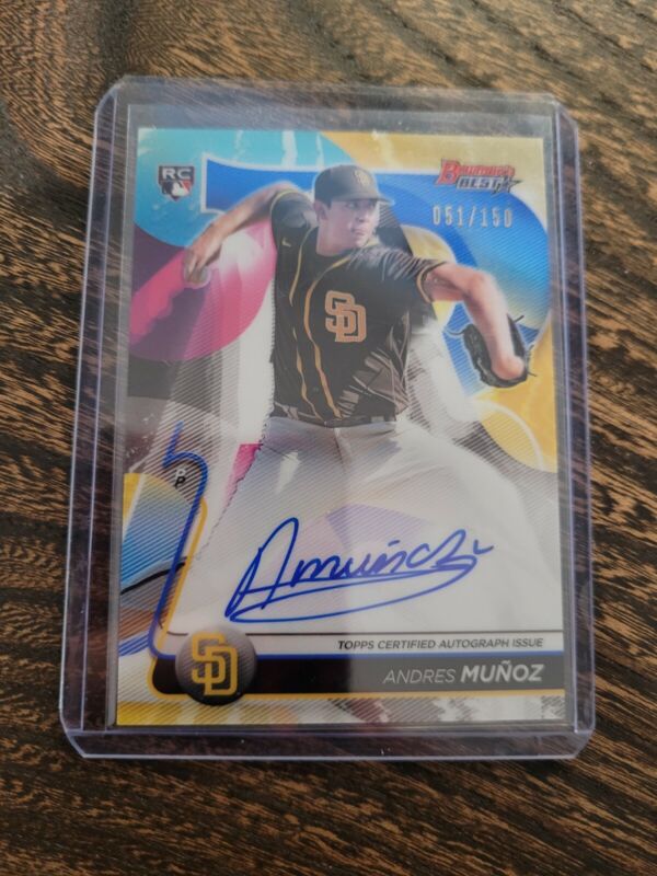 2020 BOWMAN'S BEST ANDRES MUNOZ REFRACTOR AUTOGRAPH 51/150 BASEBALL CARD Padres