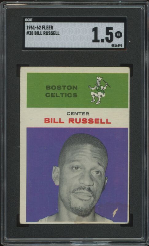 1961 FLEER BILL RUSSELL 38 FAIR HOF RC SGC 1.5 BASKETBALL BOSTON CELTICS