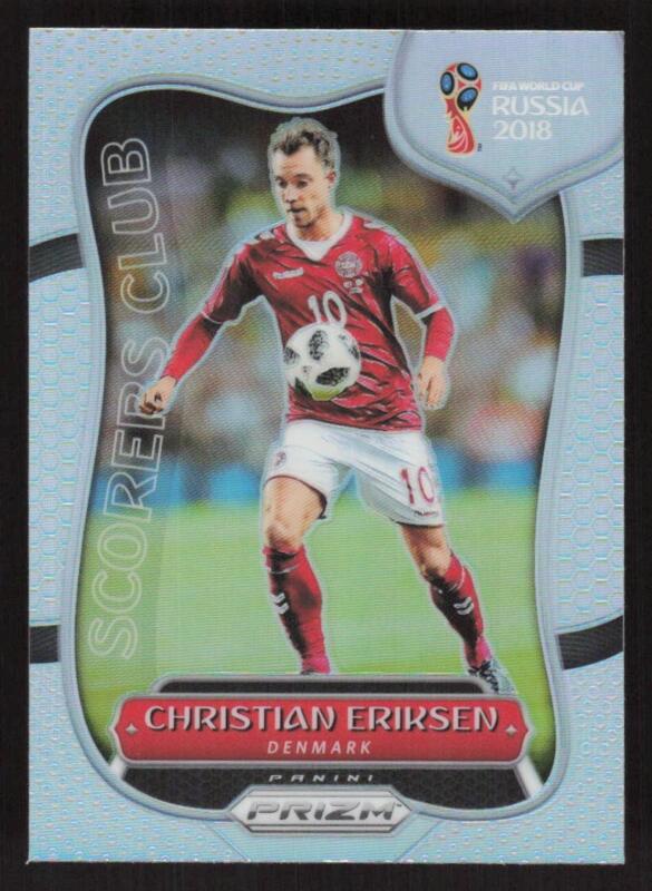 2018 PANINI PRIZM WORLD CUP CHRISTIAN ERIKSEN SC-26 SCORERS CLUB PRIZMS SILVER