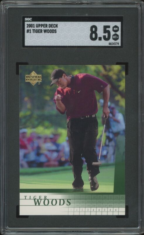 2001 UPPER DECK TIGER WOODS 1 NRMT-MT+ RC SGC 8.5 GOLF GOLF