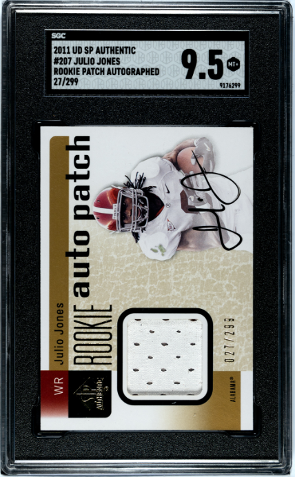 2011 SP AUTHENTIC JULIO JONES 207 RC PATCH AUTOGRAPH RPA 27/299 SGC 9.5 ALABAMA