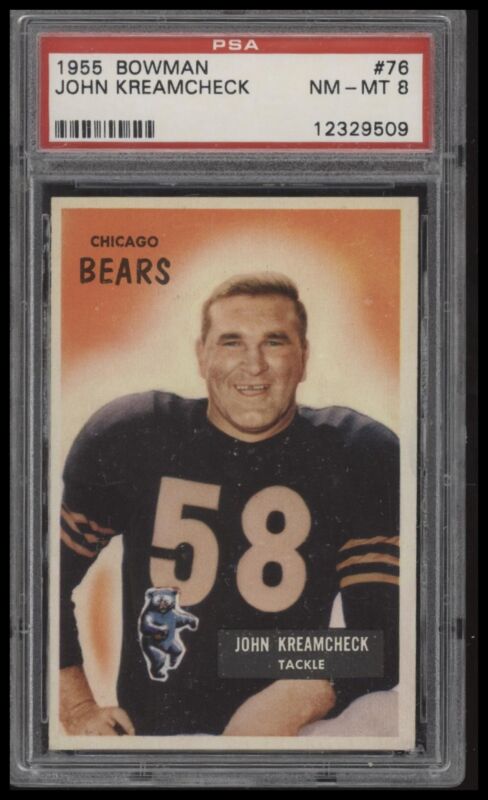 1955 BOWMAN JOHN KREAMCHECK 76 NRMT-MT PSA 8 FOOTBALL CHICAGO BEARS