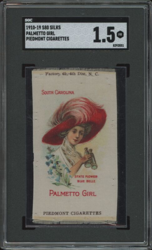 1910 S80 SILKS PALMETTO GIRL FAIR SGC 1.5 NON-SPORTS PIEDMONT CIGARETTES