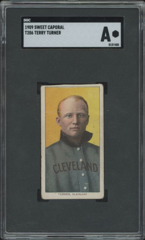 1909 T206 TERRY TURNER VG SGC A SWEET CAPORAL 150 BASEBALL CLEVELAND NAPS