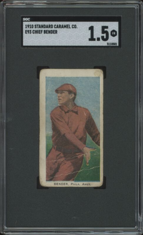 1910 E93 CHIEF BENDER FAIR STANDARD CARAMEL HOF SGC 1.5 PHILADELPHIA ATHLETICS