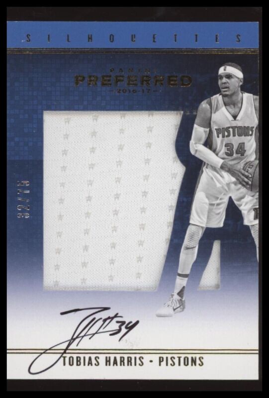 2016 PANINI PREFERRED TOBIAS HARRIS 94 SILHOUETTES AUTOGRAPH 32/75 PISTONS