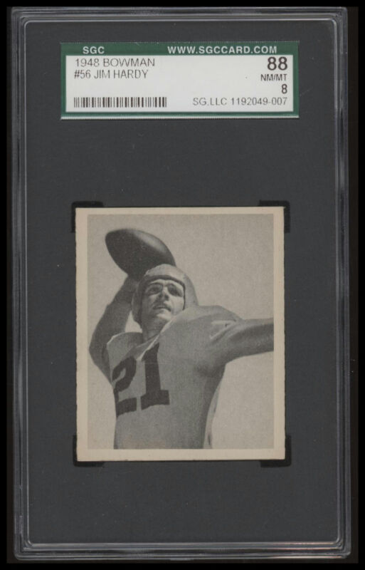 1948 BOWMAN JIM HARDY 56 NRMT-MT RC SGC 8 FOOTBALL LOS ANGELES RAMS