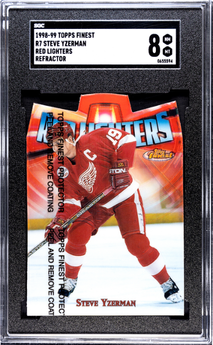 1998 FINEST STEVE YZERMAN R7 RED LIGHTERS REFRACTOR SGC 8 DETROIT RED WINGS