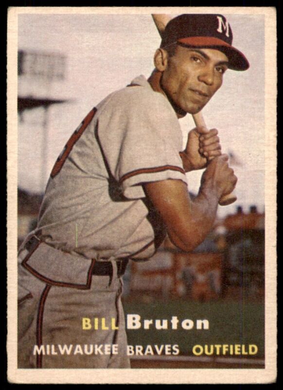 1957 TOPPS BILL BRUTON 48 EX BASEBALL MILWAUKEE BRAVES