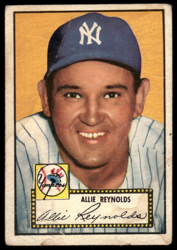 1952 TOPPS ALLIE REYNOLDS 67 GOOD BASEBALL NEW YORK YANKEES