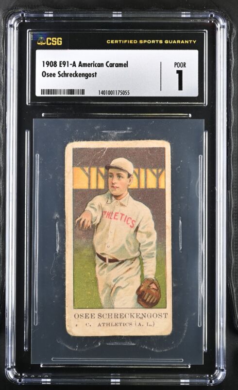 1908 E91-A OSEE SCHRECKENGOST AMERICAN CARAMEL OSSEE CSG 1 PHILADELPHIA A'S