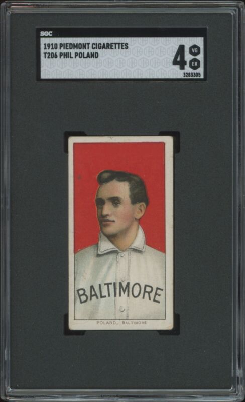 1909 T206 PHIL POLAND NNO VG-EX PIEDMONT 350 SGC 4 BASEBALL BALTIMORE ORIOLES
