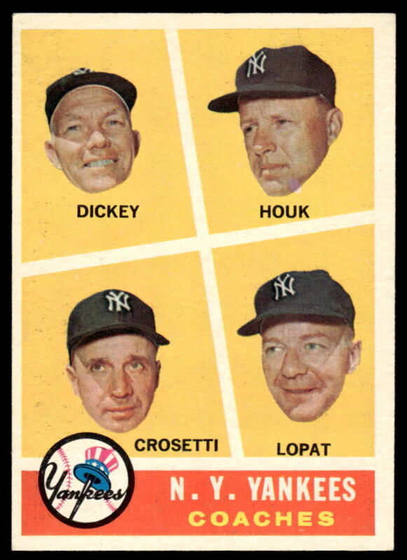 1960 TOPPS BILL DICKEY 465 NRMT HOUK CROSSETTI LOPAT COACHES NEW YORK YANKEES