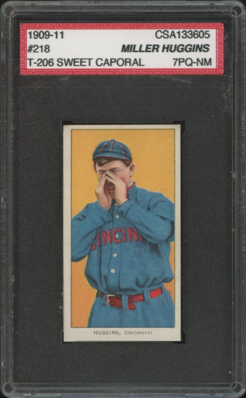 1909 T206 MILLER HUGGINS NRMT HANDS AT MOUTH SC 350 CSA 7 ST. LOUIS CARDINALS