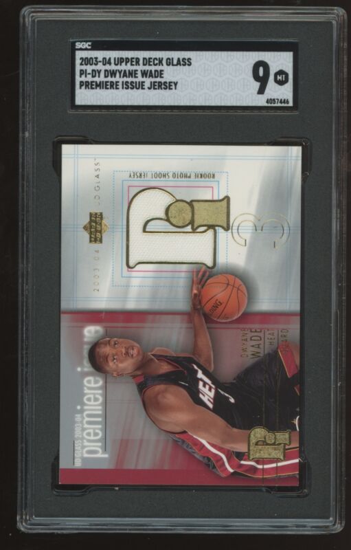 2003 UPPER DECK GLASS DWAYNE WADE PI-DY MINT PREMIER ISSUE RC JERSEY SGC 9 HEAT