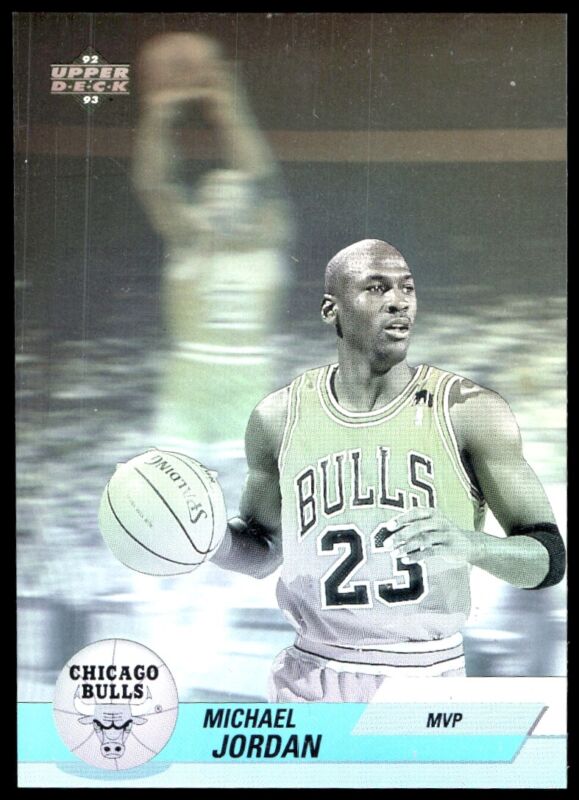 1992 UPPER DECK EUROPEAN ITALIAN MICHAEL JORDAN 9 MT AWARD WINNER HOLOGRAM BULLS