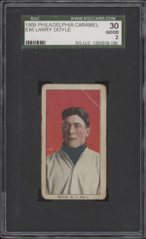 1909 E95 LARRY DOYLE 14 GOOD PHILADELPHIA CARAMEL SGC 2 BASEBALL NEW YORK GIANTS