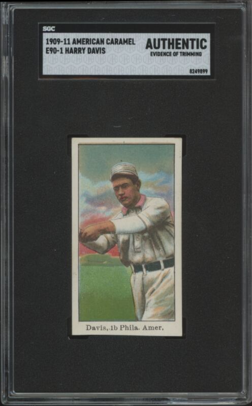 1909 E90-1 HARRY DAVIS EX AMERICAN CARAMEL SGC A BASEBALL PHILADELPHIA ATHLETICS