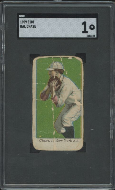 1909 E101 HAL CHASE POOR SGC 1 BASEBALL NEW YORK HIGHLANDERS