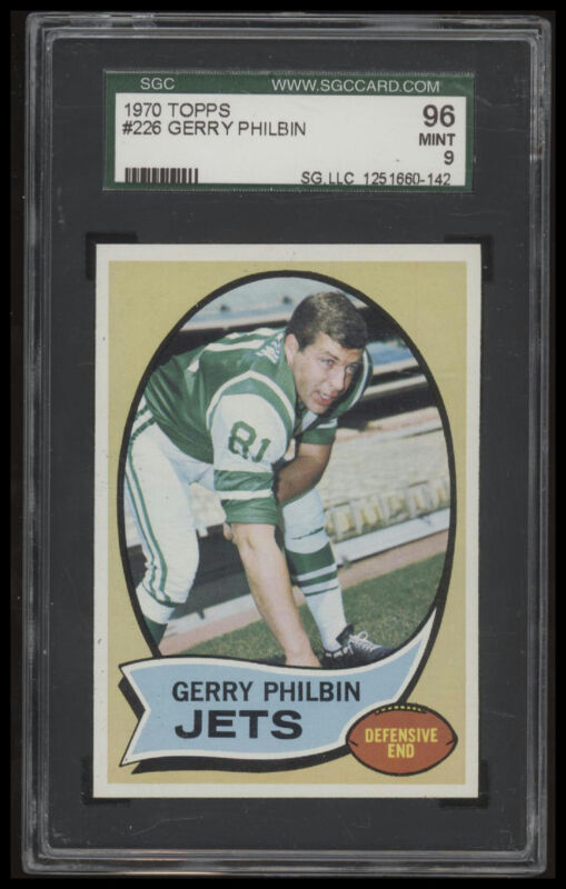 1970 TOPPS GERRY PHILBIN 226 MINT SGC 9 FOOTBALL NEW YORK JETS