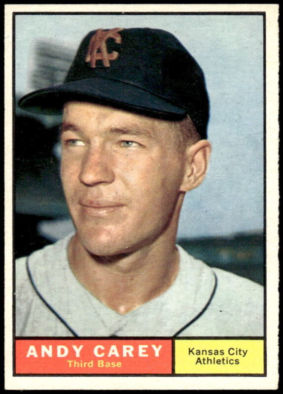 1961 TOPPS ANDY CAREY 518 EXMT BASEBALL KANSAS CITY ATHLETICS