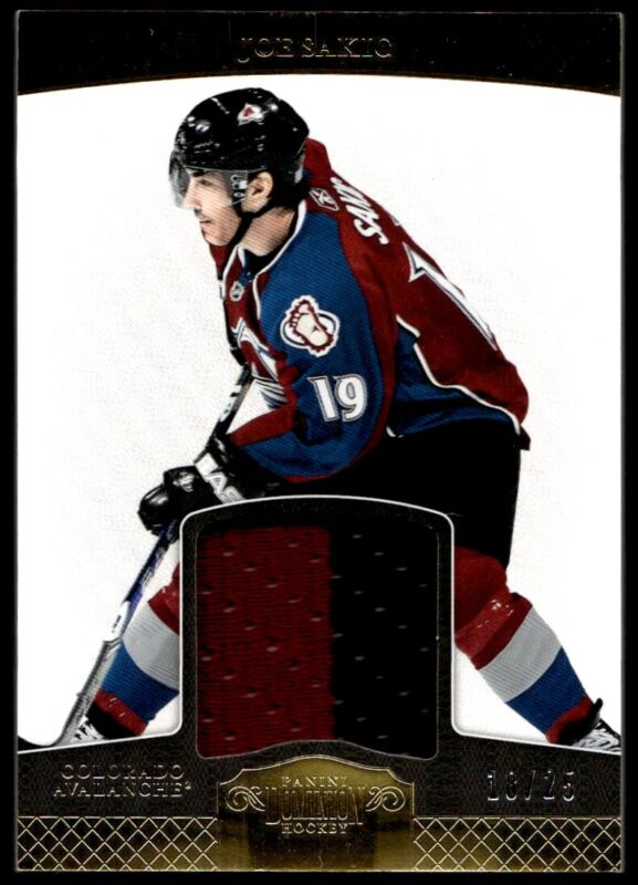 2012 PANINI PRIME JOE SAKIC 19 MT SHOWCASE SWATCHES JERSEY 18/25 AVALANCHE