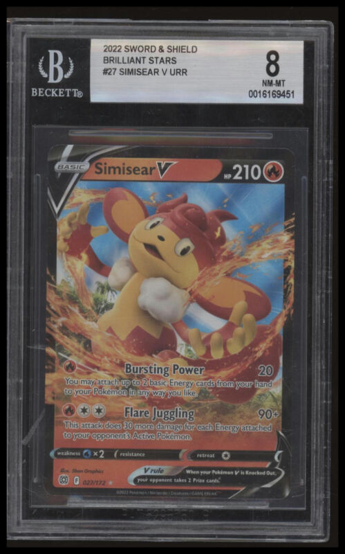 SWSH09 BRILLIANT STARS SIMISEAR V 027/172 NRMT-MT ULTRA RARE FULL ART ...