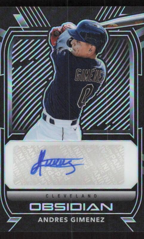 2021 PANINI CHRONICLES ANDRES GIMENEZ O-AG OBSIDIAN AUTOGRAPH RC INDIANS