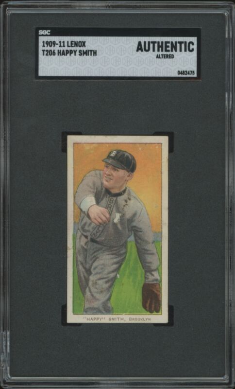 1909 T206 HAPPY SMITH FAIR LENOX BLACK EXTREMELY RARE SGC A BROOKLYN SUPERBAS