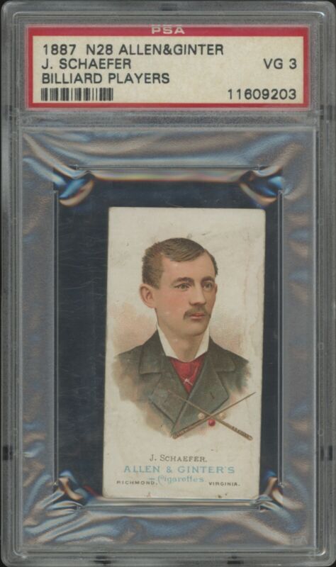 1887 N28 J. SCHAEFER VG ALLEN & GINTER PSA 3 POOL BILLIARDS