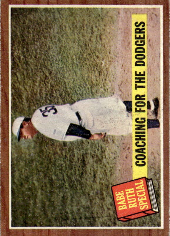 1962 TOPPS BABE RUTH 142 NRMT COACHING FOR DODGERS BASEBALL BROOKLYN DODGERS