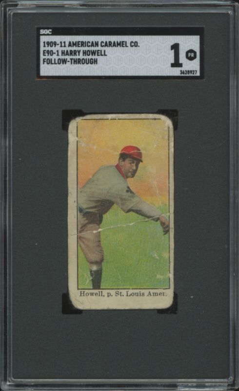 1909 E90-1 HARRY HOWELL POOR FOLLOW THROUGH AMERICAN CARAMEL SGC 1 BROWNS