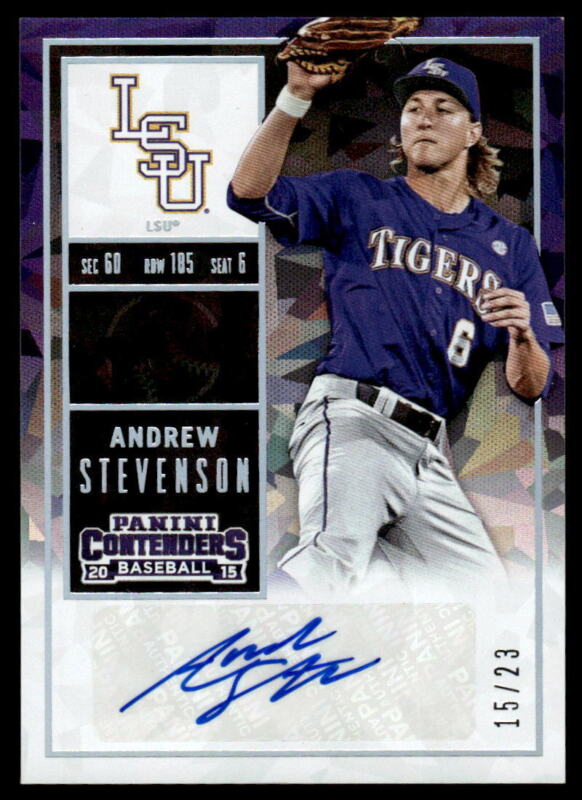 2015 PANINI CONTENDERS ANDREW STEVENSON 30 CRACKED ICE AUTOGRAPH 15/23 LSU
