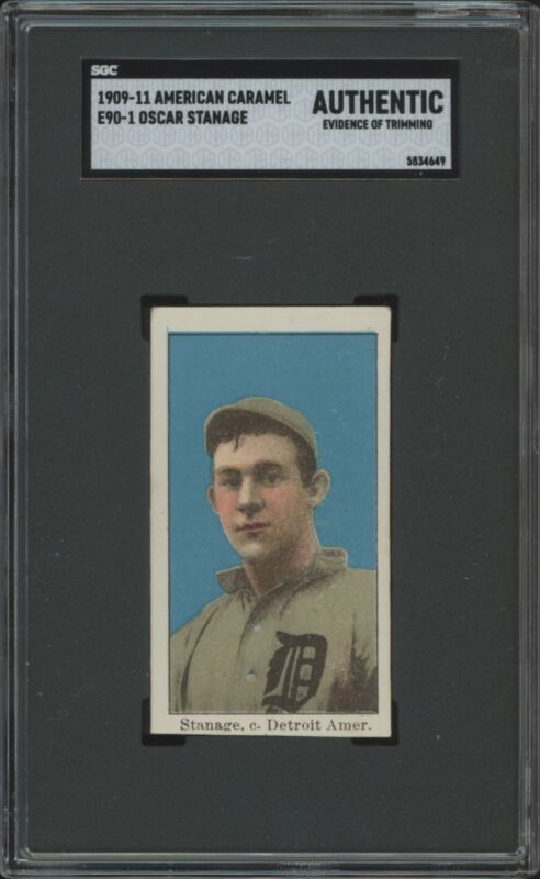 1909 E90-1 OSCAR STANAGE NNO EX AMERICAN CARAMEL SGC A BASEBALL DETROIT TIGERS